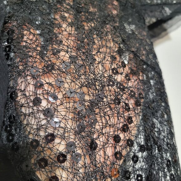 Till The End Black Sheer Sequin Embellished Short Sleeve Tie Front Bolero Shrug - Picture 11 of 12